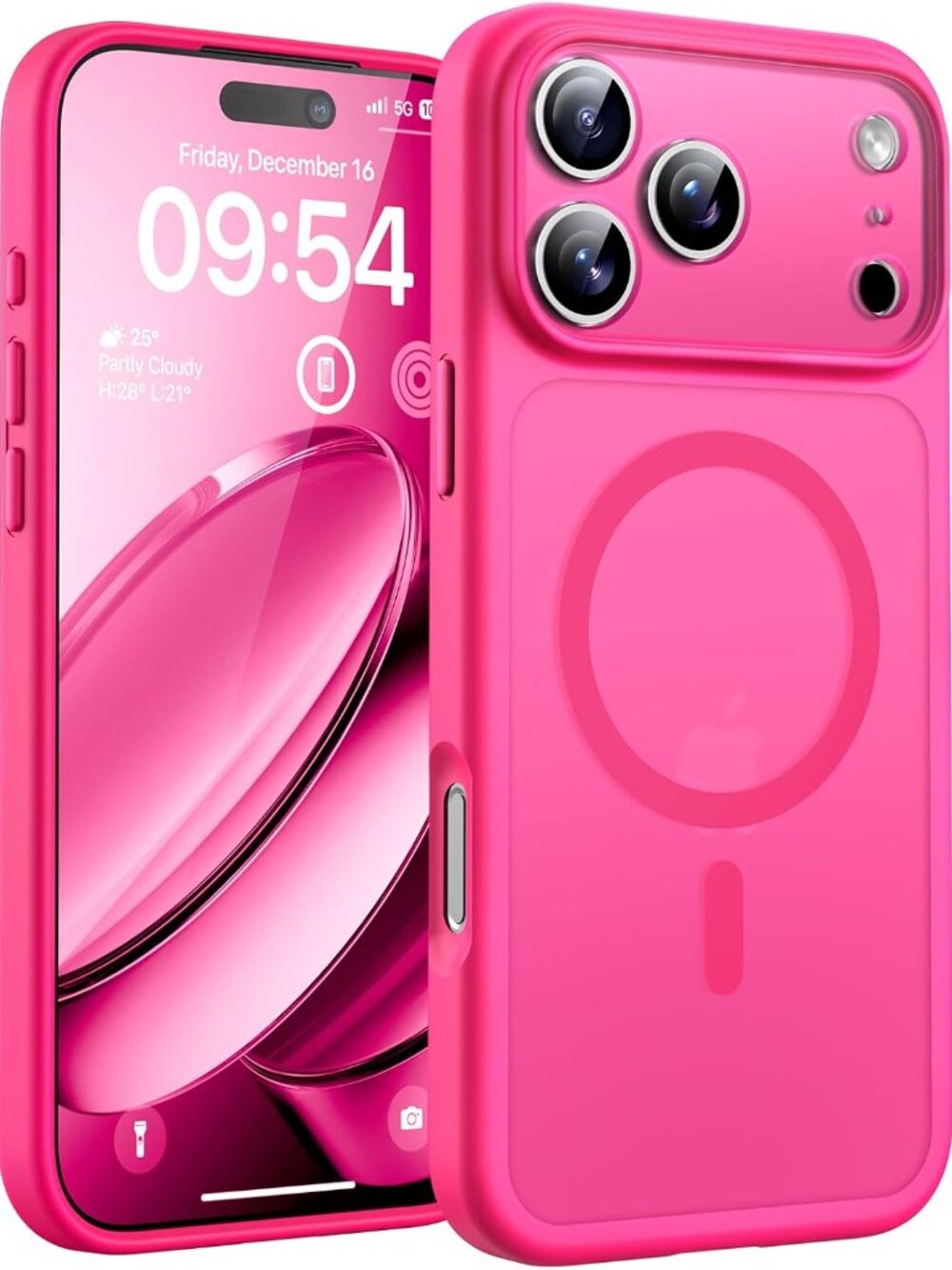 iPhone 17 Pro Case MagSafe Military Shockproof Matte Hot Pink Cover